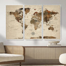 Vintage World Map Wall Art Canvas Print for Living Room, by MyGreatCanvas | Canvas Wall Art Prints | Photo Prints & Wall Decor