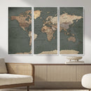 Rustic Black and Wood World Map Canvas Wall Art – Framed by MyGreatCanvas | Canvas Wall Art Prints | Photo Prints & Wall Decor