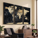 Framed Large World Map Wall Art Canvas Print for Living Room