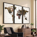 Watercolor World Map Print - Large Wall Art Canvas Print for
