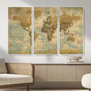 Vintage World Map Wall Art Canvas Print, Detailed World Map