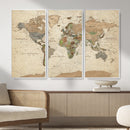 Framed World Map Wall Art for Home and Office Decor