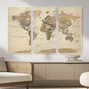 Framed World Map Wall Art for Home and Office Decor