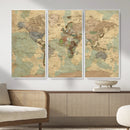 Vintage World Map Wall Art | Ready to Hang and Framed
