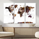 Rustic World Map Wall Art Canvas Print | Large World Map on