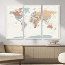 Pastel Colors World Map Wall Art Canvas Print by MyGreatCanvas | Canvas Wall Art Prints | Photo Prints & Wall Decor