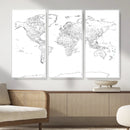 World Map Canvas Print – Framed Modern Detailed Map of the by MyGreatCanvas | Canvas Wall Art Prints | Photo Prints & Wall Decor
