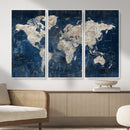 Large Blue World Map Wall Art Canvas Print for Home Office by MyGreatCanvas | Canvas Wall Art Prints | Photo Prints & Wall Decor