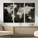 Vintage World Map Wall Art Canvas Print – Framed Large Map