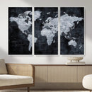 Black World Map Canvas Print – Detailed Map for Couples and by MyGreatCanvas | Canvas Wall Art Prints | Photo Prints & Wall Decor