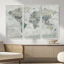 Neutral Vintage World Map Canvas Wall Art Print, Classic Map