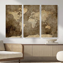 Dark Vintage World Map Canvas Wall Art Print, Antique Map