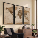 World Map Canvas Wall Art Print, Detailed Global Map Artwork