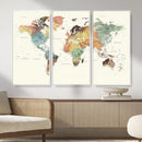 Framed World Map Wall Art Canvas Print for Living Room and by MyGreatCanvas | Canvas Wall Art Prints | Photo Prints & Wall Decor
