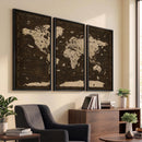 Colorful World Map Canvas Wall Art with Landmarks – Framed