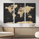 Vintage Blue and Brown World Map Canvas Wall Art – Framed by MyGreatCanvas | Canvas Wall Art Prints | Photo Prints & Wall Decor