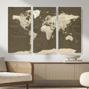 Vintage World Map Canvas Print – Framed Travel Map Wall Art