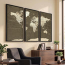 Vintage World Map Canvas Print – Framed Travel Map Wall Art