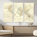 Detailed Large World Map Wall Decor Canvas Art Print by MyGreatCanvas | Canvas Wall Art Prints | Photo Prints & Wall Decor