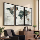 World Map Canvas Print – Framed Travel Map Wall Art for