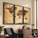 Modern Red and Gray World Map Canvas Print – Framed Wall Art