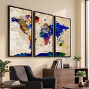 Watercolor World Map Canvas Print – Framed Wall Art for