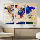 Colorful World Map Canvas Wall Art – Abstract Watercolor Map by MyGreatCanvas | Canvas Wall Art Prints | Photo Prints & Wall Decor