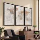 Detailed World Map Wall Art Canvas Print for Home and Office Decor
