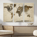 Vintage World Map Canvas Wall Art – Framed Travel Map for by MyGreatCanvas | Canvas Wall Art Prints | Photo Prints & Wall Decor