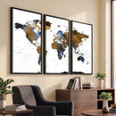 Colorful Watercolor World Map Canvas Wall Art – Framed