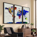 Vintage World Map Canvas Wall Art – Framed Travel Map with