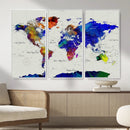 Vintage World Map Canvas Wall Art – Framed Travel Map with by MyGreatCanvas | Canvas Wall Art Prints | Photo Prints & Wall Decor