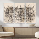 Abstract Cow Longhorn Wall Art Canvas Print for Cabin Decor by MyGreatCanvas | Canvas Wall Art Prints | Photo Prints & Wall Decor