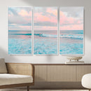 Ocean Wave Wall Art Canvas Print, Pastel Surf Seascape