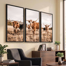Texas Longhorn Cattle Wall Art Canvas Print, Sepia Western