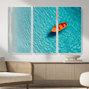 Minimalist Boat Wall Art Canvas Print, Aerial Sea Landscape by MyGreatCanvas | Canvas Wall Art Prints | Photo Prints & Wall Decor