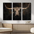 Vintage Longhorn Bull Wall Art Canvas Print – Rustic Western by MyGreatCanvas | Canvas Wall Art Prints | Photo Prints & Wall Decor