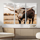 Texas Longhorn Bull Rustic Wall Art Canvas Print, Western by MyGreatCanvas | Canvas Wall Art Prints | Photo Prints & Wall Decor