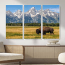 Bison in Mountain Landscape Wall Art Canvas Print – Western by MyGreatCanvas | Canvas Wall Art Prints | Photo Prints & Wall Decor