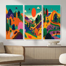 Colorful Japanese Landscape Print: Maximalist Panoramic Wall by MyGreatCanvas | Canvas Wall Art Prints | Photo Prints & Wall Decor
