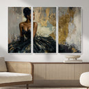 Black Woman Canvas Wall Art — Black Gold Gown Fashion Print by MyGreatCanvas | Canvas Wall Art Prints | Photo Prints & Wall Decor