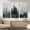 Misty Pine Forest Oil Painting Canvas — Dark Moody Teal Grey by MyGreatCanvas | Canvas Wall Art Prints | Photo Prints & Wall Decor
