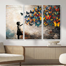 Banksy Graffiti Butterfly Girl Wall Art Canvas Print, Framed by MyGreatCanvas | Canvas Wall Art Prints | Photo Prints & Wall Decor