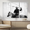 Cowboy Lasso Canvas Wall Art, Black White Western Horse by MyGreatCanvas | Canvas Wall Art Prints | Photo Prints & Wall Decor