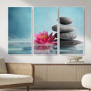 Zen Canvas Wall Art Lotus Flower Stacked Stones Teal Spa by MyGreatCanvas | Canvas Wall Art Prints | Photo Prints & Wall Decor