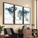 Watercolor World Map Canvas Wall Art Print – Abstract