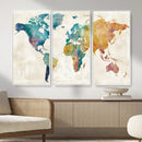Watercolor World Map Canvas Wall Art Print – Abstract by MyGreatCanvas | Canvas Wall Art Prints | Photo Prints & Wall Decor
