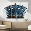 Blue Wooden Rowboat Canvas Wall Art, Coastal Nautical Boat Painting Print for Lake Beach House Decor, Minimalist Maritime Decor Artwork by MyGreatCanvas | Canvas Wall Art Prints | Photo Prints & Wall Decor