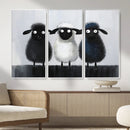 Funny Sheep Canvas Wall Art, Three Quirky Sheep Painting Print, Cute Animal Nursery Decor, Black White Navy Farmhouse Art, Kids Room Gift by MyGreatCanvas | Canvas Wall Art Prints | Photo Prints & Wall Decor