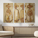 Mexican Folk Art Canvas Wall Art, Charro Poncho Sombrero Painting Print, Neutral Beige Boho Decor, Southwestern Impasto Style, Living Room Art by MyGreatCanvas | Canvas Wall Art Prints | Photo Prints & Wall Decor